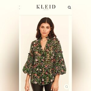 Kleid balloon sleeve dress shirt with covered buttons